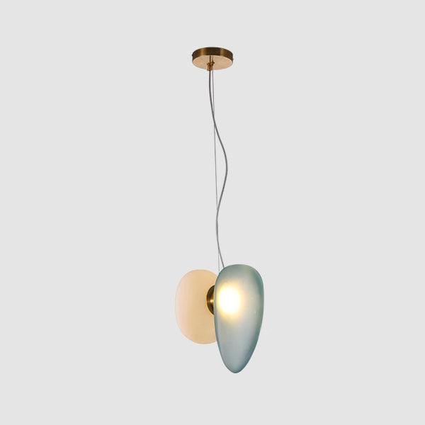 Modern Translucent Frosted Glass Pendant Light with Hand Blown Pebble Shape Design