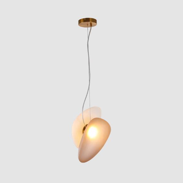 Modern Translucent Frosted Glass Pendant Light with Hand Blown Pebble Shape Design