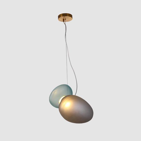 Modern Translucent Frosted Glass Pendant Light with Hand Blown Pebble Shape Design
