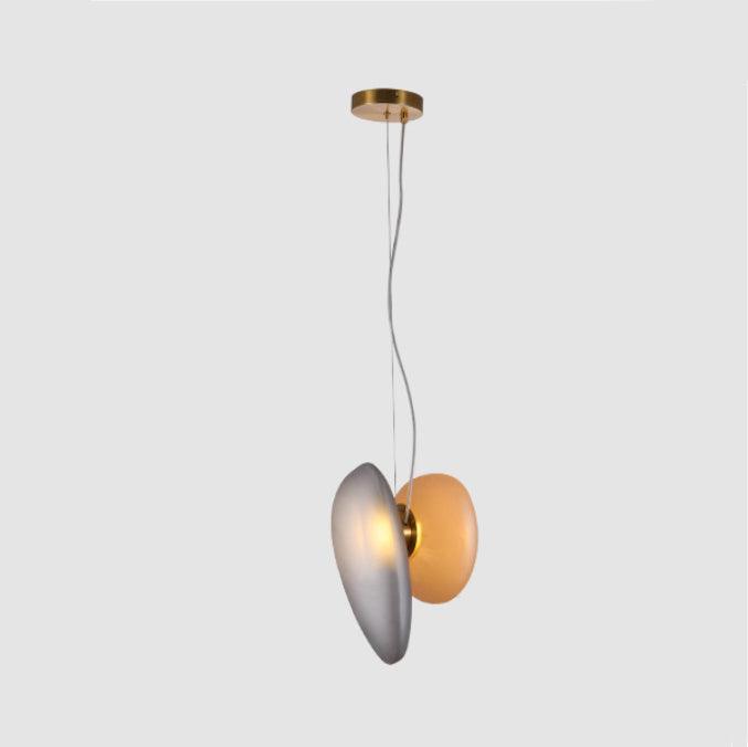 Modern Translucent Frosted Glass Pendant Light with Hand Blown Pebble Shape Design