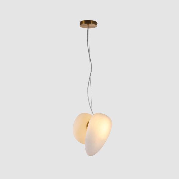 Modern Translucent Frosted Glass Pendant Light with Hand Blown Pebble Shape Design