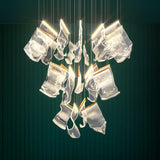 Modern Transparent Acrylic LED Multi Light Pendant Chandelier Sculpture