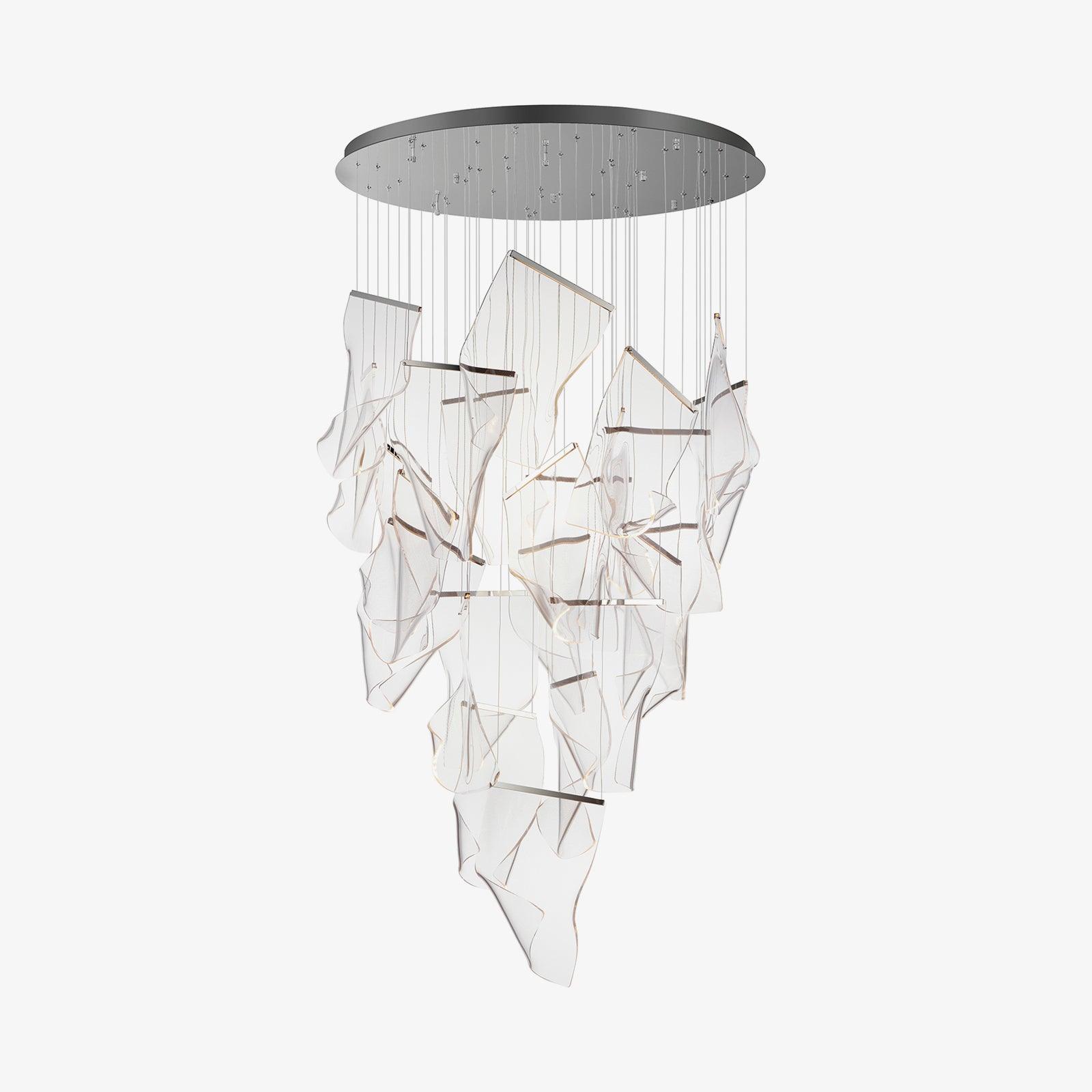 Modern Transparent Acrylic LED Multi Light Pendant Chandelier Sculpture