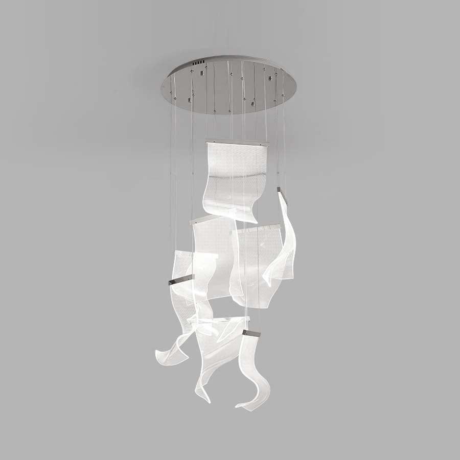 Modern Transparent Acrylic LED Multi Light Pendant Chandelier Sculpture