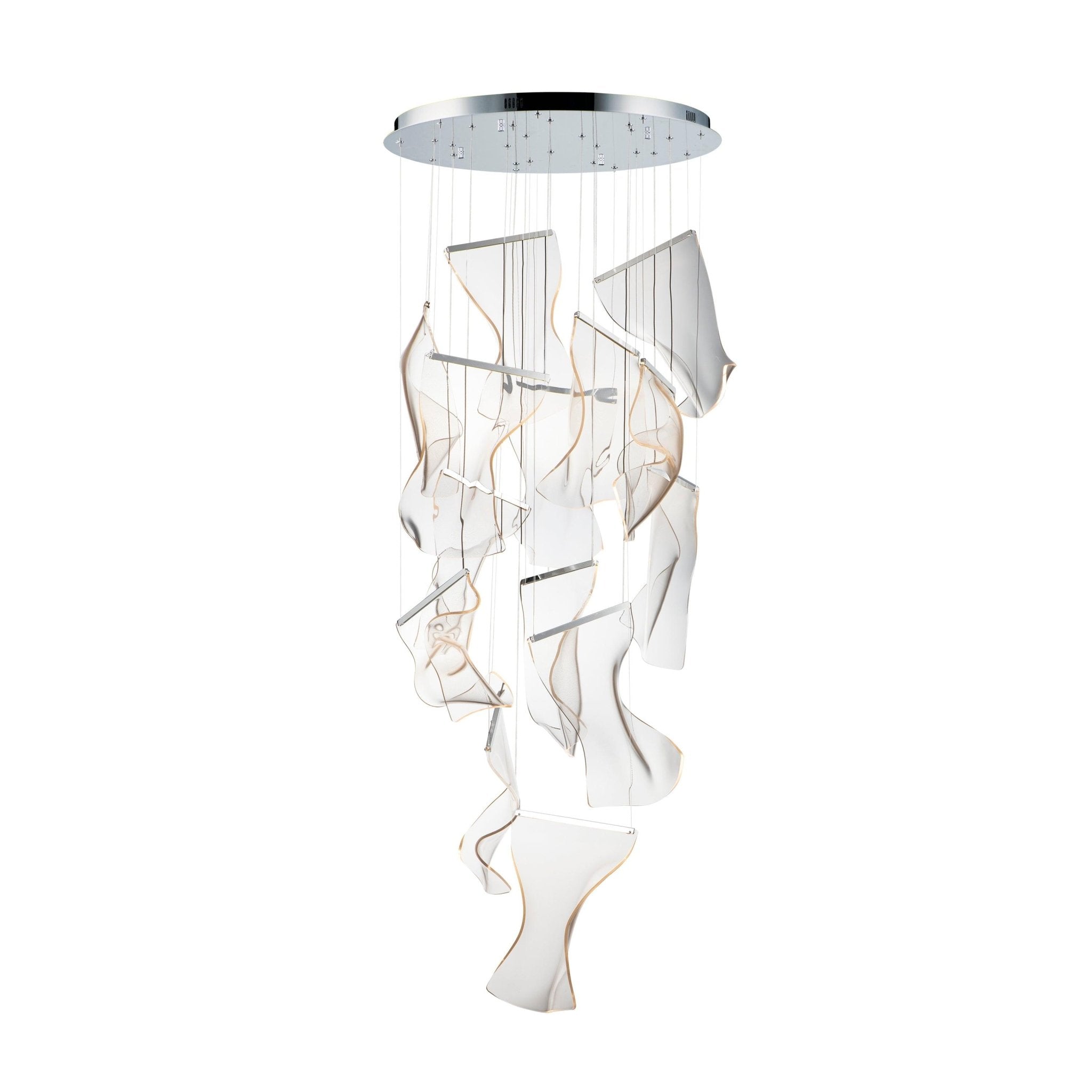 Modern Transparent Acrylic LED Multi Light Pendant Chandelier Sculpture
