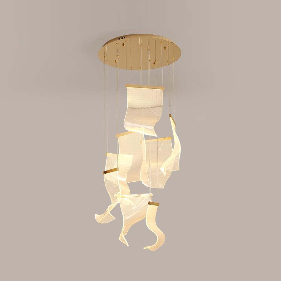 Modern Transparent Acrylic LED Multi Light Pendant Chandelier Sculpture