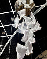 Modern Transparent Acrylic LED Multi Light Pendant Chandelier Sculpture