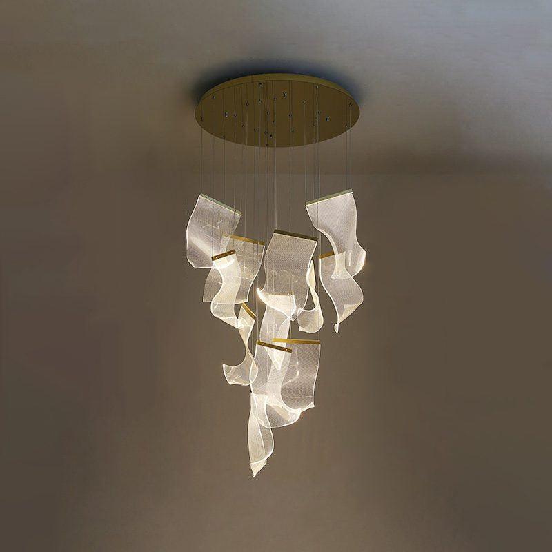 Modern Transparent Acrylic LED Multi Light Pendant Chandelier Sculpture