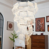 Modern Transparent Acrylic LED Multi Light Pendant Chandelier Sculpture