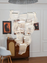 Modern Transparent Acrylic LED Multi Light Pendant Chandelier Sculpture