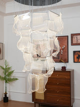 Modern Transparent Acrylic LED Multi Light Pendant Chandelier Sculpture