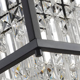 Modern Trapezoidal Black Metal and Crystal Chandelier for Dining Room Island Lighting