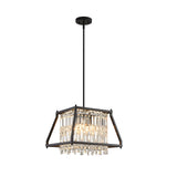 Modern Trapezoidal Black Metal and Crystal Chandelier for Dining Room Island Lighting