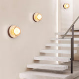 Modern Travertine and Glass Spherical Wall Sconce Minimalist Plug in Lighting