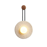 Modern Travertine Growth Ring Wall Sconce Wood and Glass Pendulum Style Indoor Light