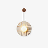 Modern Travertine Growth Ring Wall Sconce Wood and Glass Pendulum Style Indoor Light