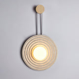 Modern Travertine Growth Ring Wall Sconce Wood and Glass Pendulum Style Indoor Light