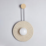 Modern Travertine Growth Ring Wall Sconce Wood and Glass Pendulum Style Indoor Light