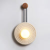 Modern Travertine Growth Ring Wall Sconce Wood and Glass Pendulum Style Indoor Light