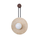 Modern Travertine Growth Ring Wall Sconce Wood and Glass Pendulum Style Indoor Light