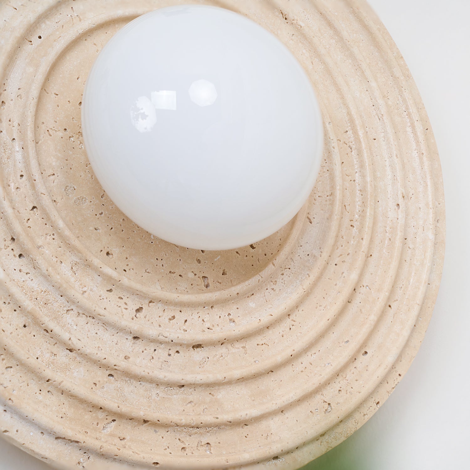 Modern Travertine Growth Ring Wall Sconce Wood and Glass Pendulum Style Indoor Light
