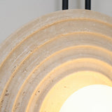 Modern Travertine Growth Ring Wall Sconce Wood and Glass Pendulum Style Indoor Light