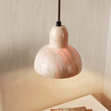 Modern Travertine Stone Halo Pendant Light Natural Marble Textured Hanging Lamp for Home Decor