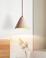 Modern Travertine Stone Halo Pendant Light Natural Marble Textured Hanging Lamp for Home Decor
