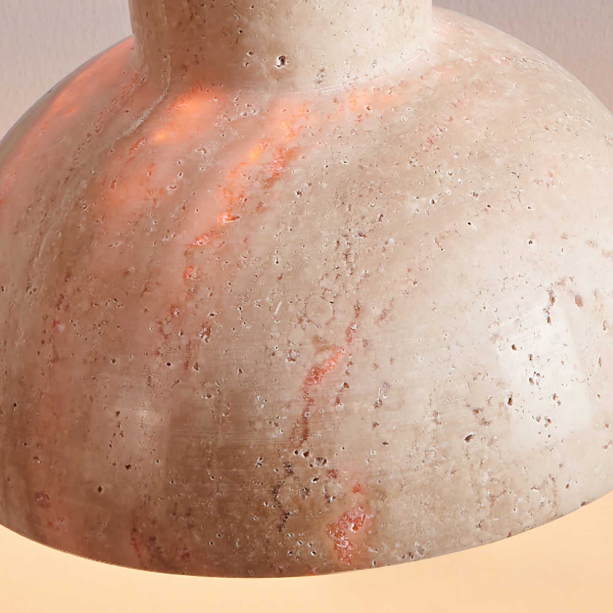 Modern Travertine Stone Halo Pendant Light Natural Marble Textured Hanging Lamp for Home Decor