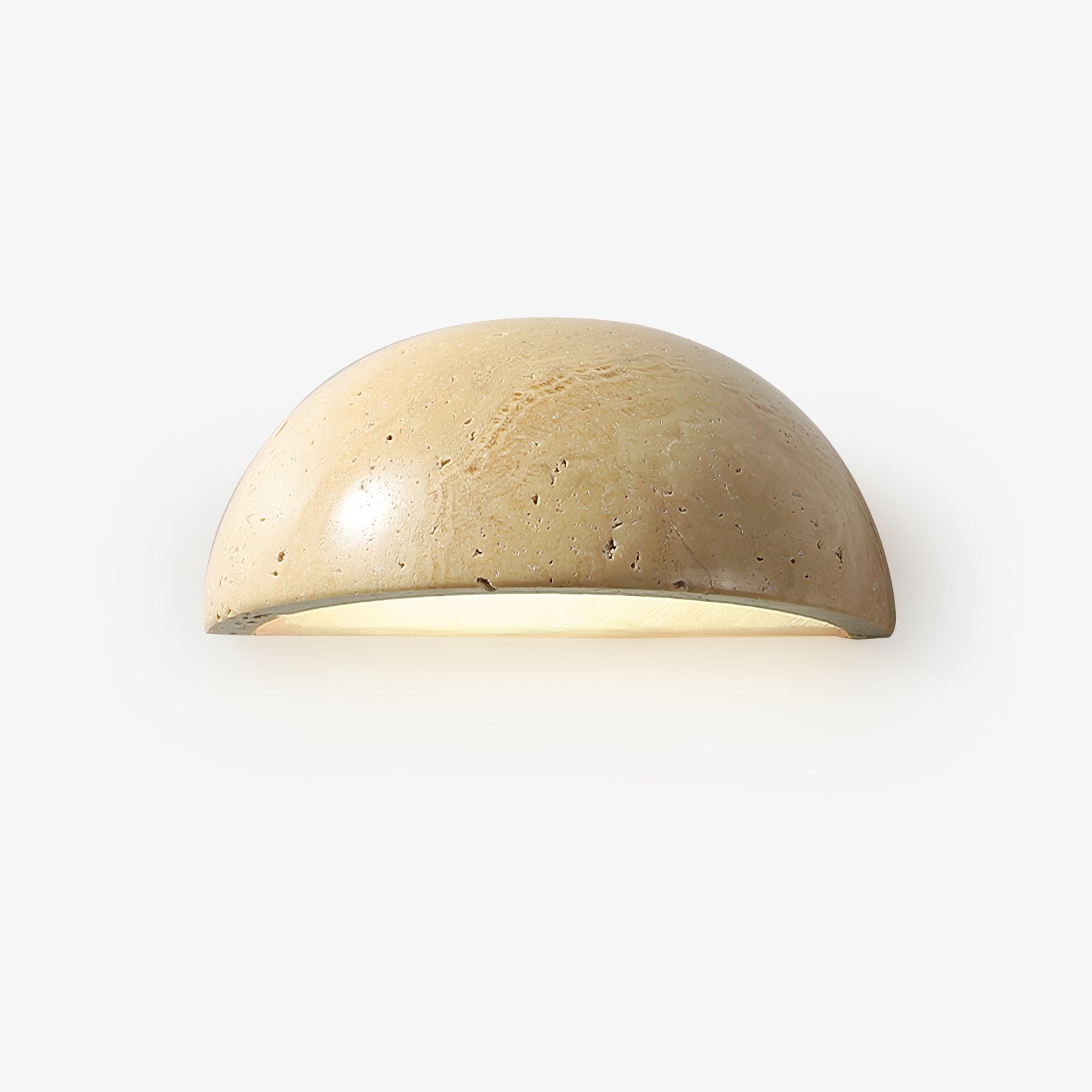 Modern Travertine Stone Wall Sconce Minimalist Half Dome Integrated LED Indoor Lighting