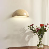 Modern Travertine Stone Wall Sconce Minimalist Half Dome Integrated LED Indoor Lighting