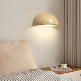 Modern Travertine Stone Wall Sconce Minimalist Half Dome Integrated LED Indoor Lighting