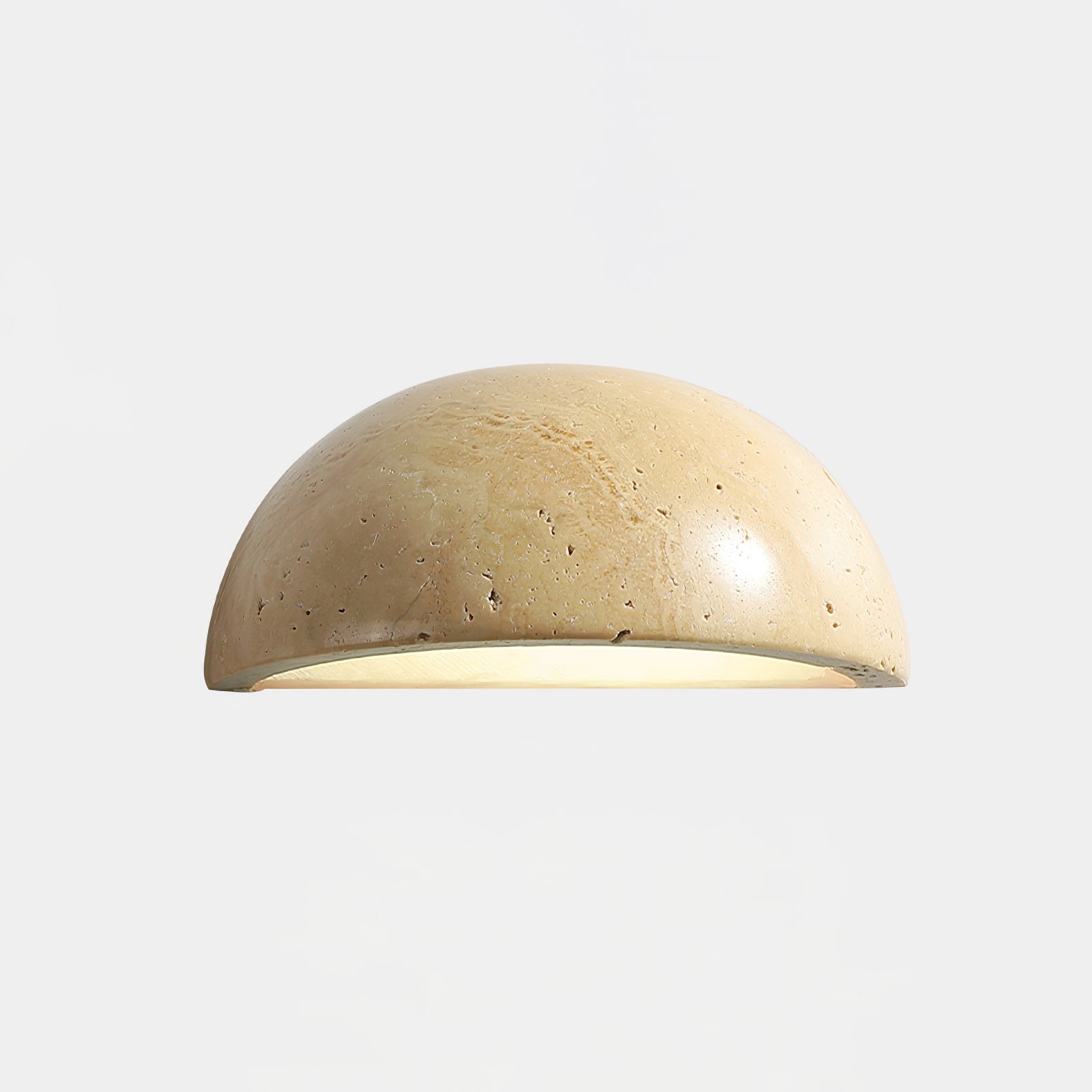 Modern Travertine Stone Wall Sconce Minimalist Half Dome Integrated LED Indoor Lighting