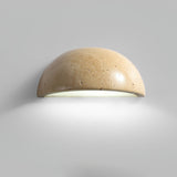 Modern Travertine Stone Wall Sconce Minimalist Half Dome Integrated LED Indoor Lighting