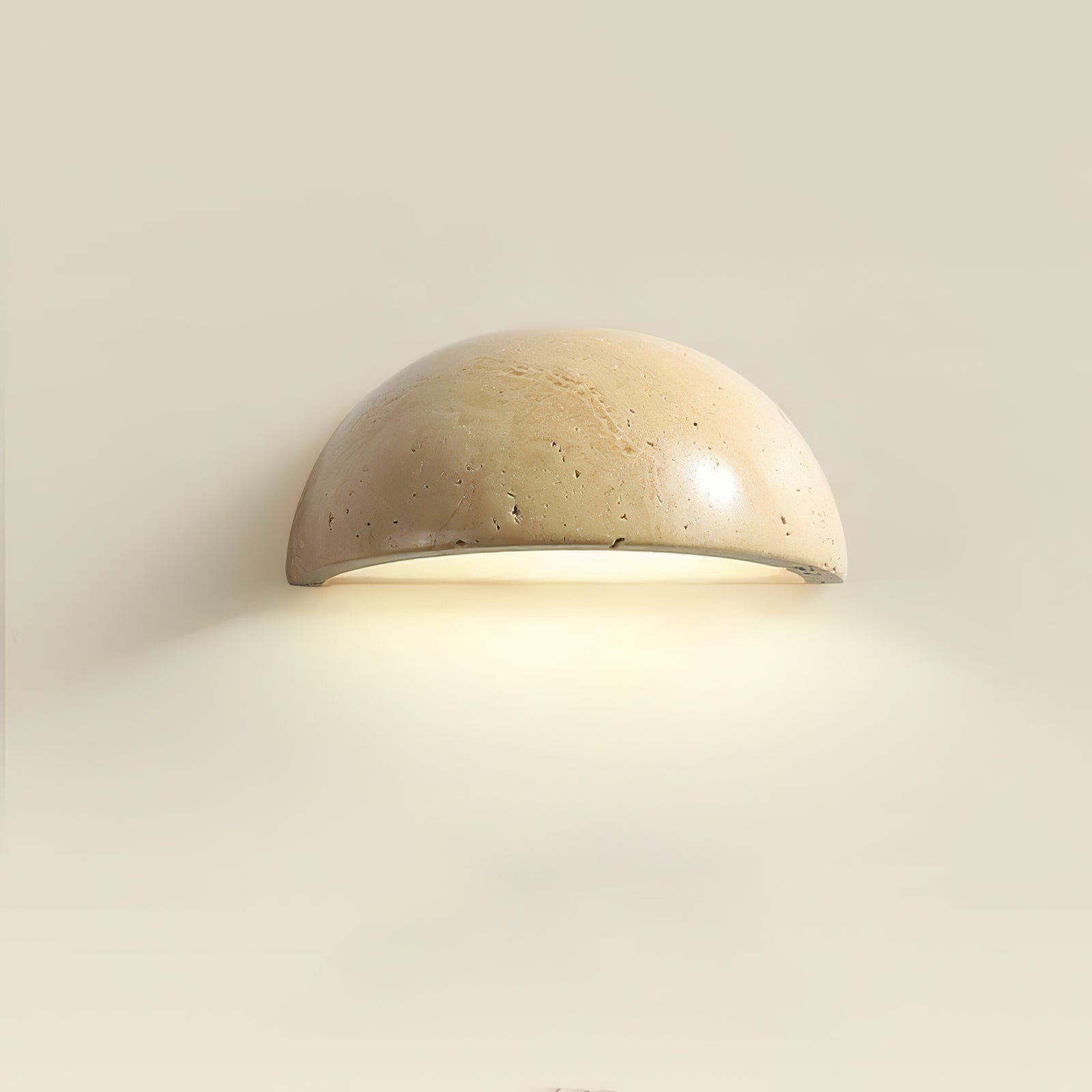 Modern Travertine Stone Wall Sconce Minimalist Half Dome Integrated LED Indoor Lighting