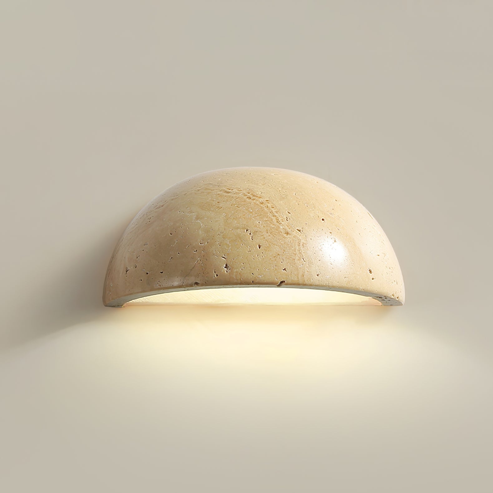 Modern Travertine Stone Wall Sconce Minimalist Half Dome Integrated LED Indoor Lighting