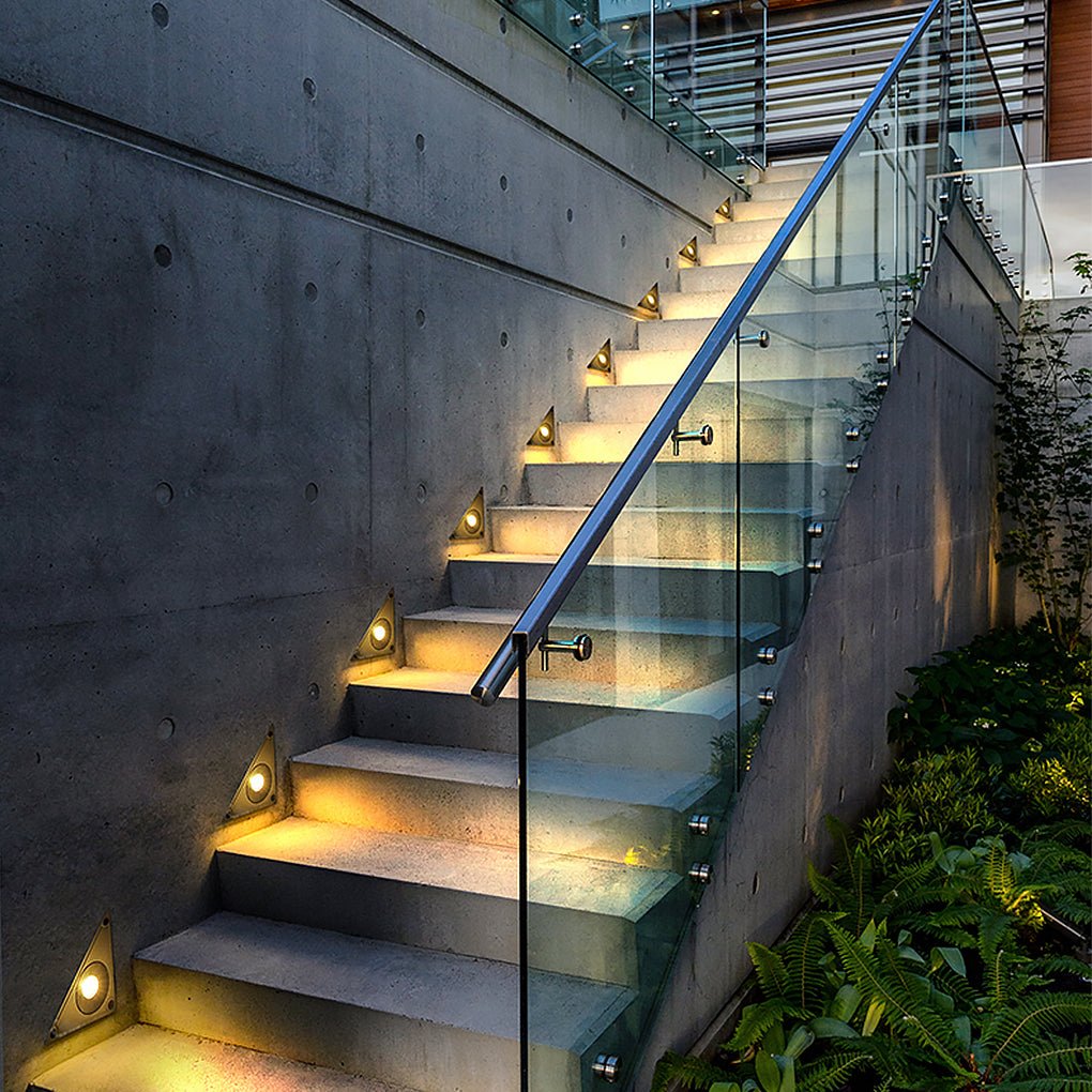 Modern Triangle LED Recessed Step Light Outdoor Waterproof IP65 Wall Mounted Stair Lamp for Pathway