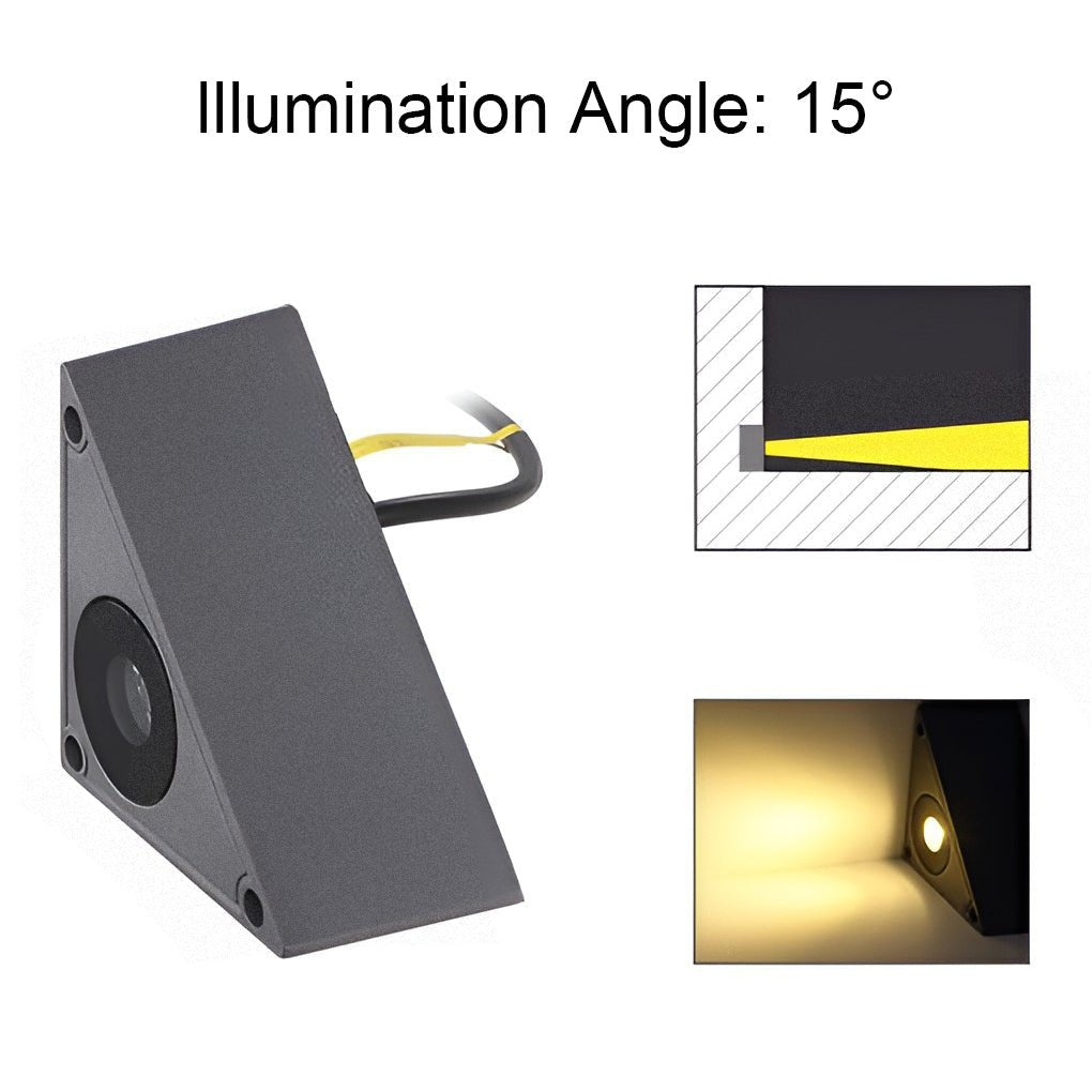 Modern Triangle LED Recessed Step Light Outdoor Waterproof IP65 Wall Mounted Stair Lamp for Pathway