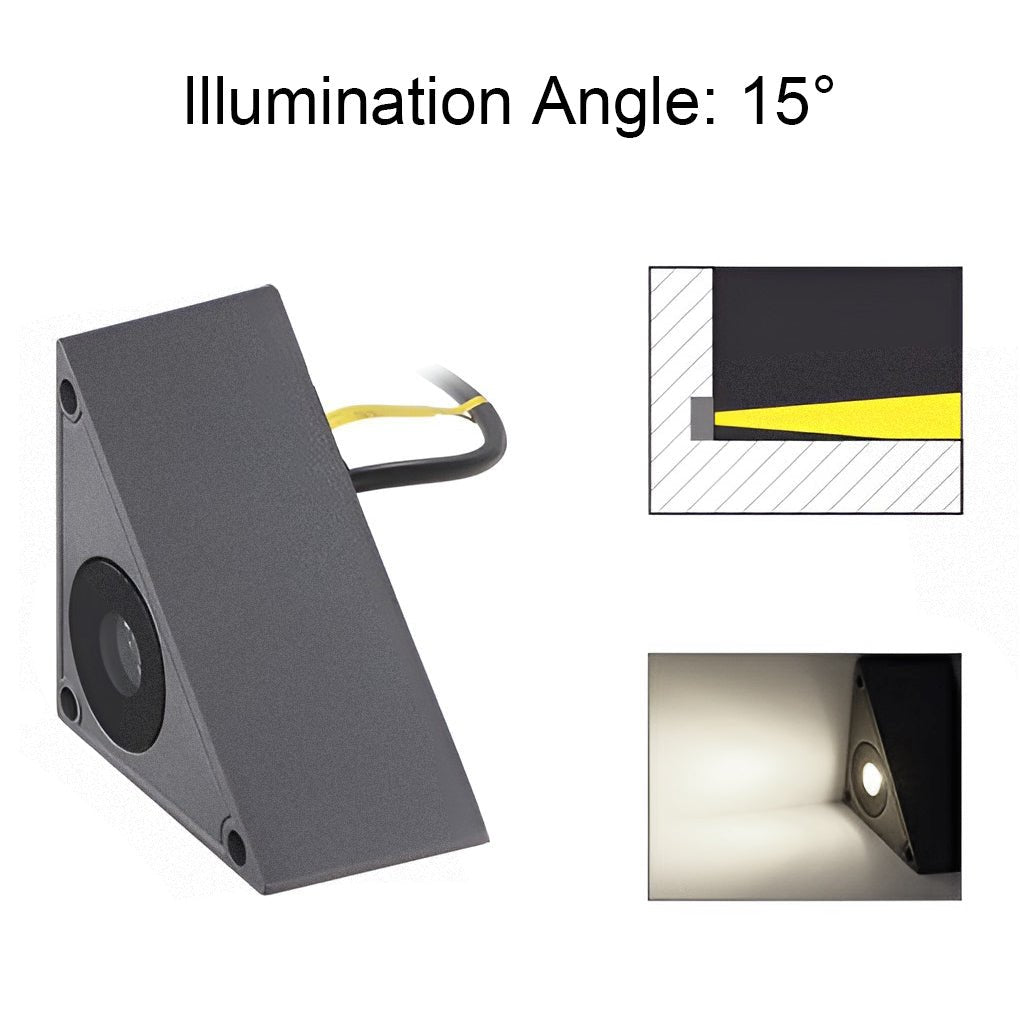 Modern Triangle LED Recessed Step Light Outdoor Waterproof IP65 Wall Mounted Stair Lamp for Pathway