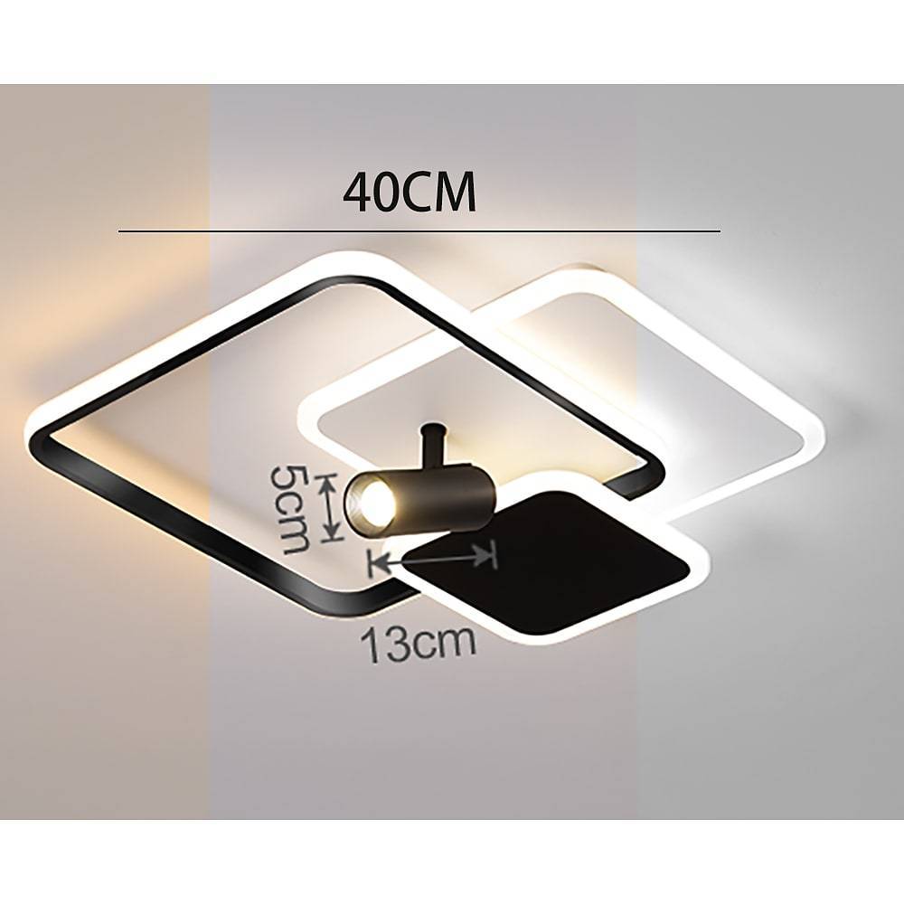 Modern Triple Square Metal LED Flush Mount Ceiling Light Fixture for Bedroom and Living Room