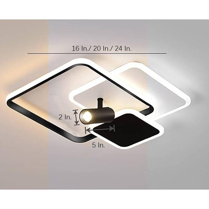 Modern Triple Square Metal LED Flush Mount Ceiling Light Fixture for Bedroom and Living Room