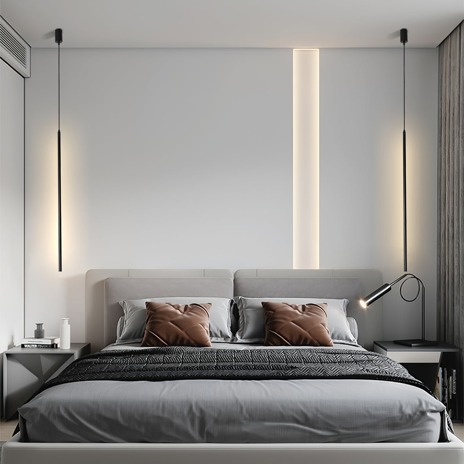 Modern Tubular LED Linear Pendant Light Minimalist Hanging Fixture for Dining Room and Kitchen Island