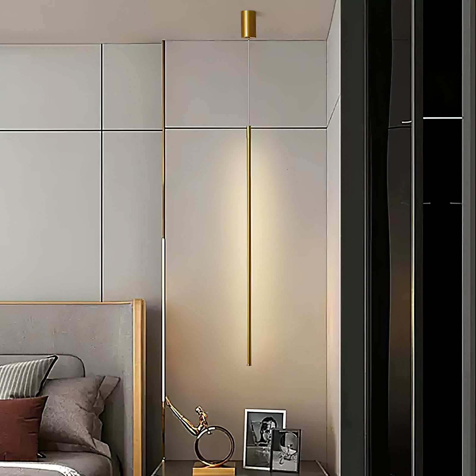 Modern Tubular LED Linear Pendant Light Minimalist Hanging Fixture for Dining Room and Kitchen Island