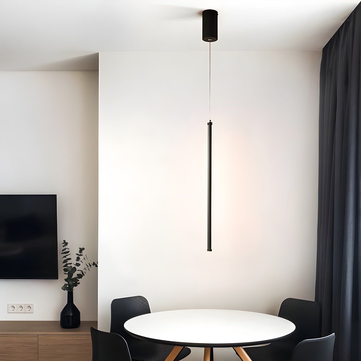 Modern Tubular LED Linear Pendant Light Minimalist Hanging Fixture for Dining Room and Kitchen Island