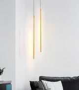 Modern Tubular LED Linear Pendant Light Minimalist Hanging Fixture for Dining Room and Kitchen Island