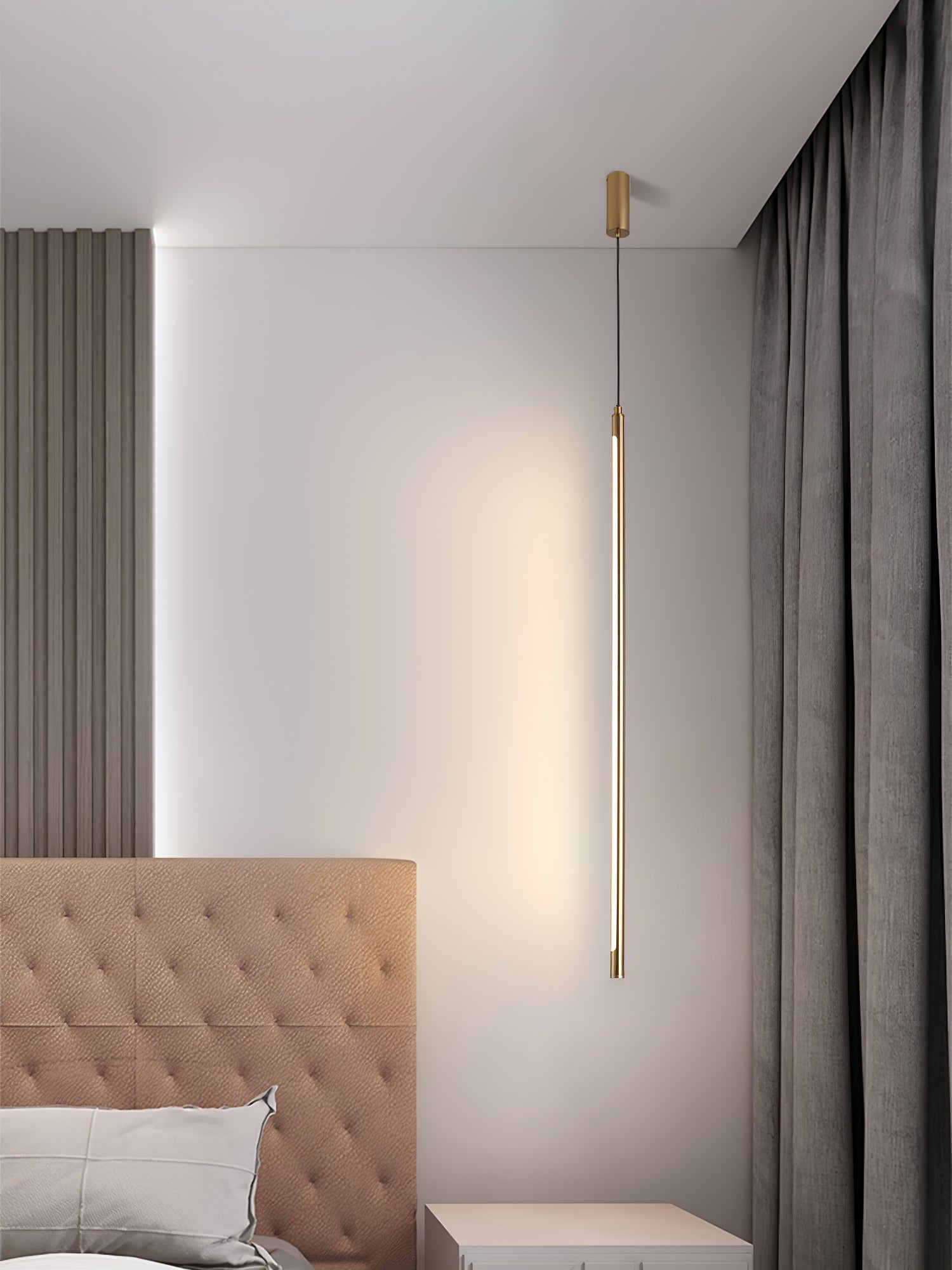 Modern Tubular LED Linear Pendant Light Minimalist Hanging Fixture for Dining Room and Kitchen Island