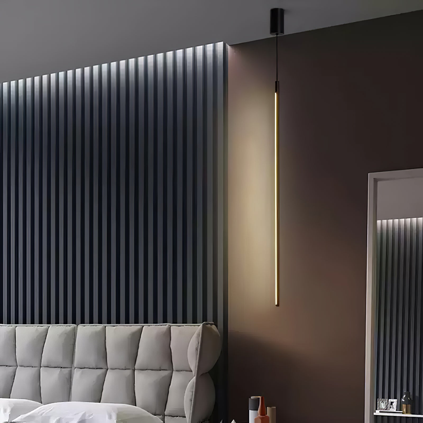 Modern Tubular LED Linear Pendant Light Minimalist Hanging Fixture for Dining Room and Kitchen Island