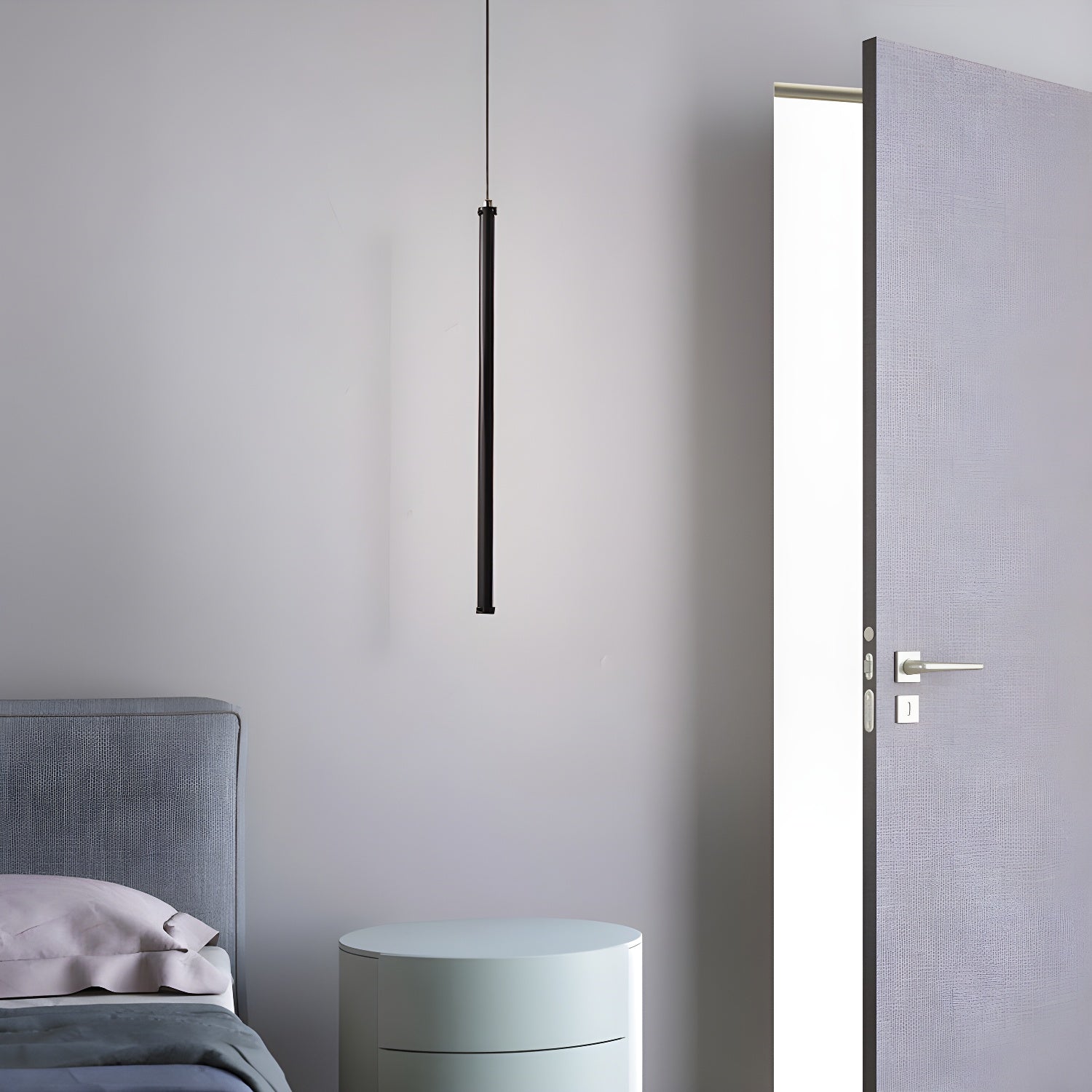 Modern Tubular LED Linear Pendant Light Minimalist Hanging Fixture for Dining Room and Kitchen Island