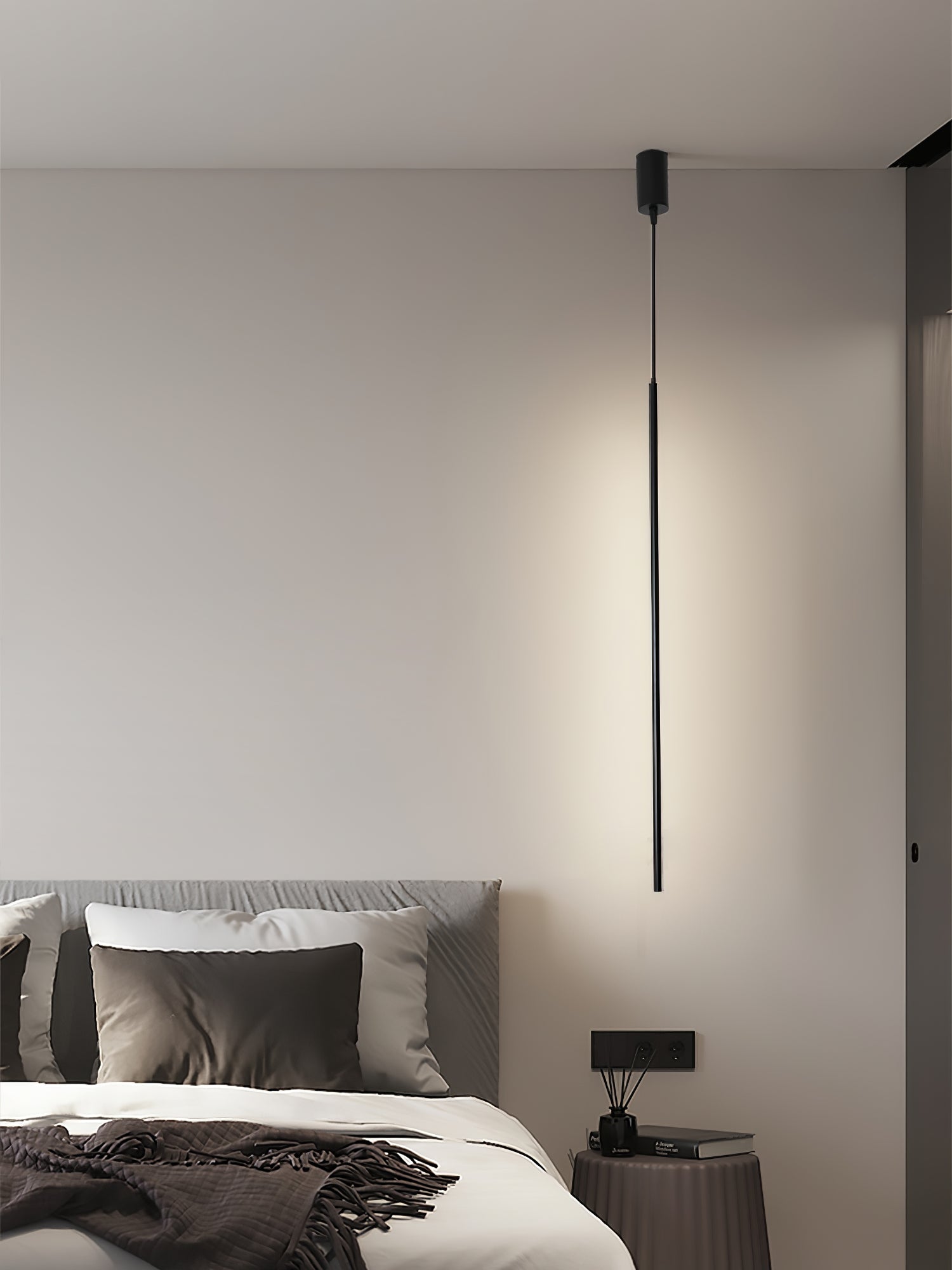 Modern Tubular LED Linear Pendant Light Minimalist Hanging Fixture for Dining Room and Kitchen Island