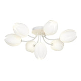 Modern Tulip Flower Design Flush Mount Ceiling Light White Minimalist Chandelier G9